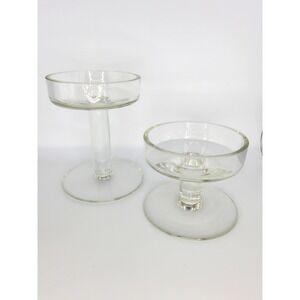Set of Two Crystal Candleholders or Display Pedestals * 4" Tall & 6" Tall
